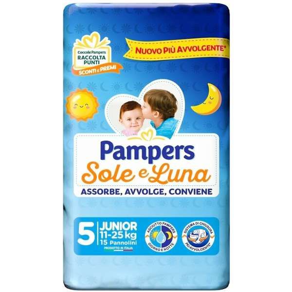 Pampers Sole e Luna Pannolini 5 Junior 11-25Kg - 15pz