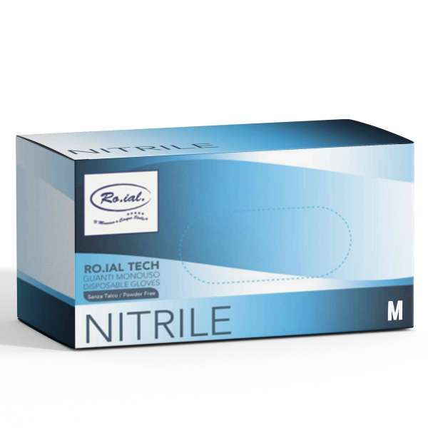 ROIAL Roial Tech Guanti in Nitrile Non Talcati Blu 100pz - M - MegaPrezzo