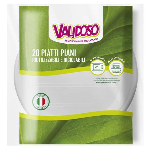 Validoso Piatti Piani Riutilizzabili - 20pz