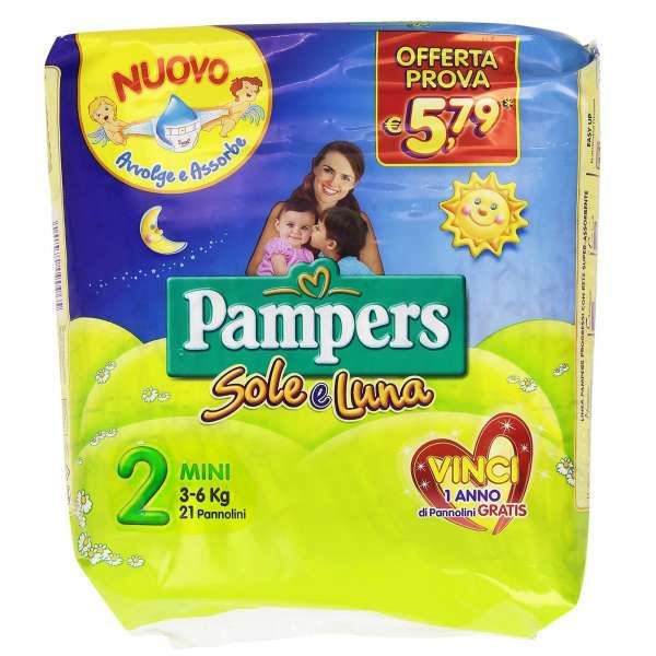Pampers Sole e Luna Pannolini 2 Mini 3-6Kg - 21pz