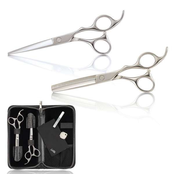 XANITALIA Lameo Stage Pro Kit Forbici Taglio e Sfoltire Silver - 6.0" - MegaPrezzo