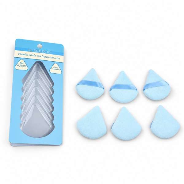 LE FATE DI JO Le Fate di Jo Set Powder Puff Blister con 6 Piumini Cipria - Celeste - MegaPrezzo