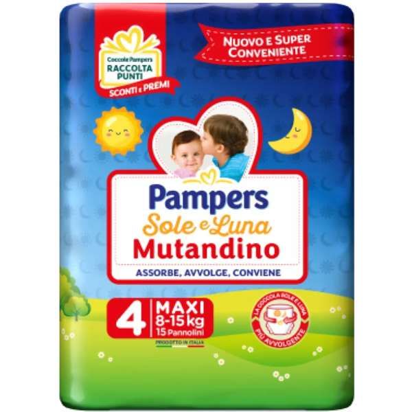 Pampers Sole e Luna Pannolini Mutandino Maxi - 15pz