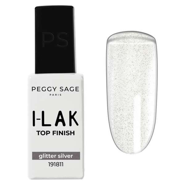 PEGGYSAGE Peggy Sage I-Lak Top Coat 11ml - Glitter Silver - MegaPrezzo