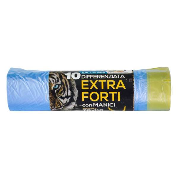 SOS CASA Sacchi per Differenziata con Manici 90 Litri - Azzurro - MegaPrezzo