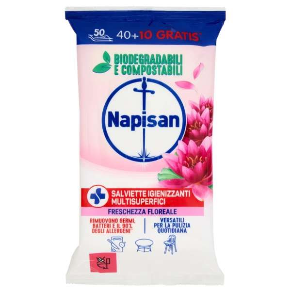 Napisan Salviette Igienizzanti Multisuperfici 50pz - Freschezza Floreale
