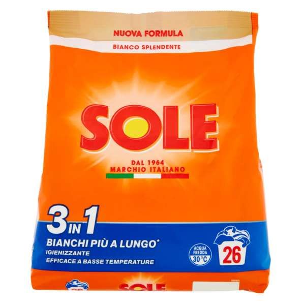 Sole Detersivo Lavatrice in Polvere 1300gr - Bianco Splendente