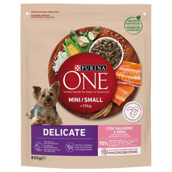Purina One Dog Mini-Small Delicate 800gr - Salmone e Riso