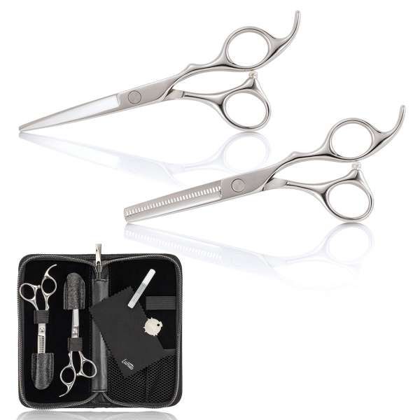 XANITALIA Lameo Stage Pro Kit Forbici Taglio e Sfoltire Silver - 5.5" - MegaPrezzo