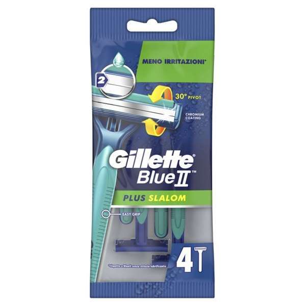 Gillette Rasoio Blue II Plus Slalom Radi e Getta - 4pz