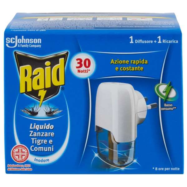 Raid Liquido Zanzare con Diffusore e Ricarica - Inodore