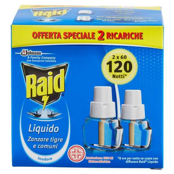 Raid Ricarica Liquida per Diffusore 2x60 Notti - Inodore