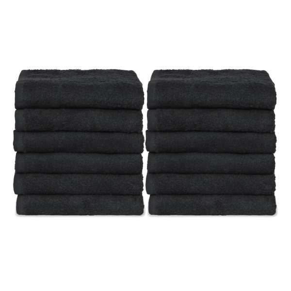 BOB TUO Kit 12 Asciugamani in Cotone Mini 28x45cm - Nero - MegaPrezzo