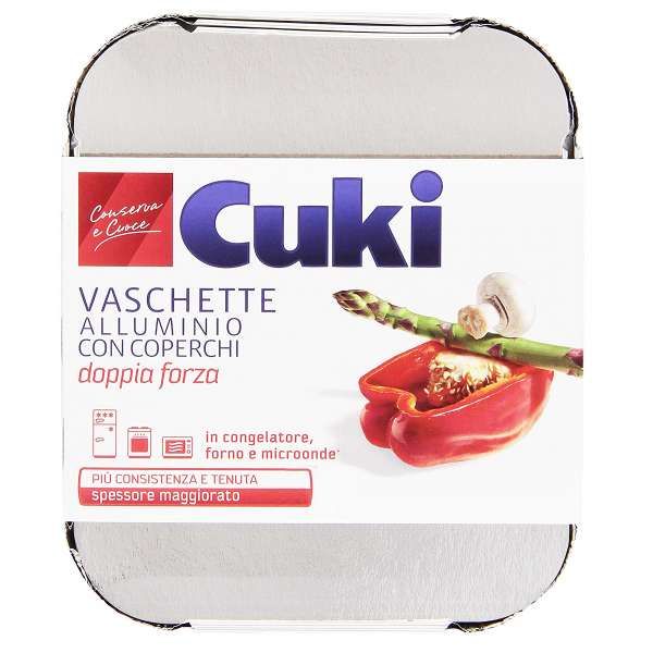 Cuki Vaschette Alluminio con Coperchio 8 Porzioni - 2pz