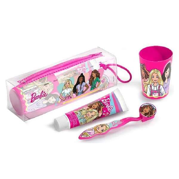 KIDSOAP Barbie Kit Viaggio con Spazzolino Dentifricio Bicchiere - MegaPrezzo